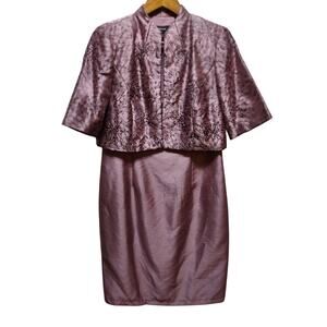 R&M Richards Cocktail Sleeveless Dress & Short Sleeve Jacket Lined Mauve Size 8